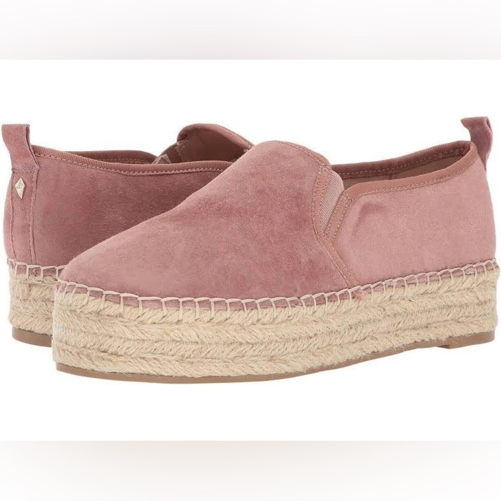 Sam Edelman Carrin pink suede platform espadrille slip ons, size 8.5 worn once